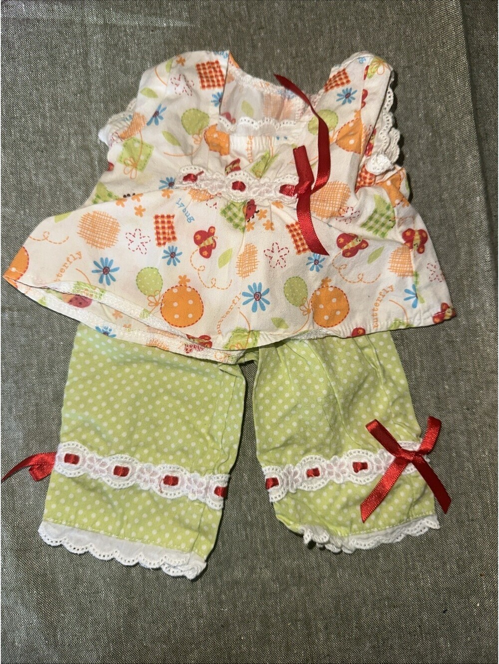 2008 American Girl Bitty Baby Bugs & Butterflies Outfit Print Top Shirt